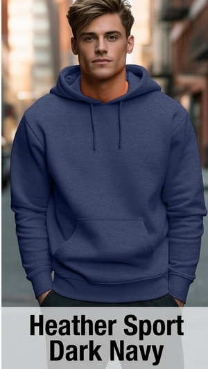 Heather Sport Dark Navy Hoodie with Kangaroo Pocket