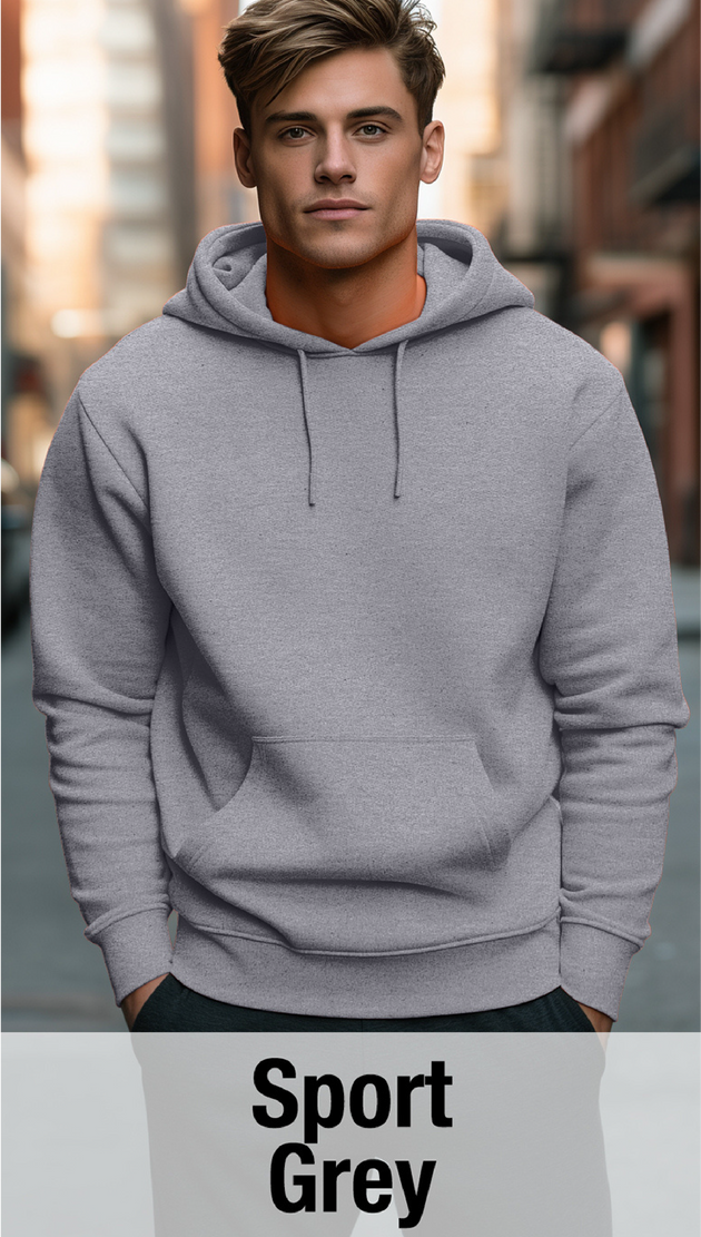 Sweat à capuche gris sport avec poche kangourou-MOQ 50 pièces