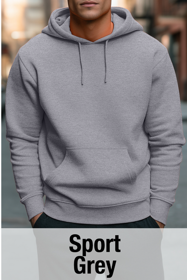 Sweat à capuche gris sport avec poche kangourou-MOQ 50 pièces