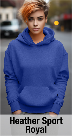 Sweat à capuche Heather Sport Royal avec poche kangourou-MOQ 50 pièces