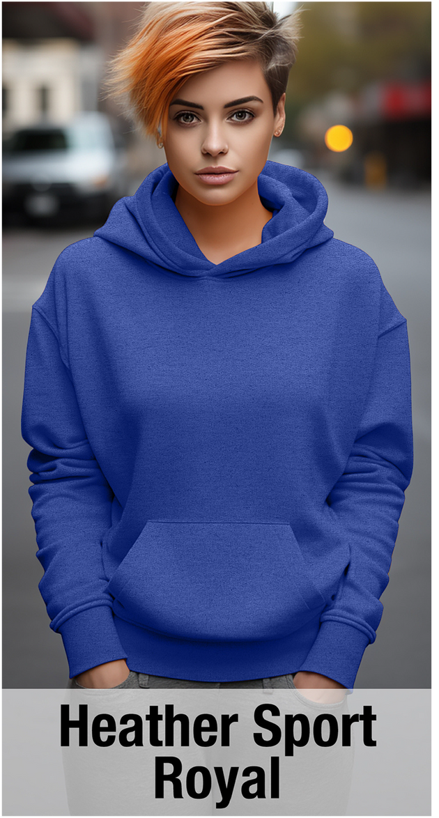 Sweat à capuche Heather Sport Royal avec poche kangourou-MOQ 50 pièces