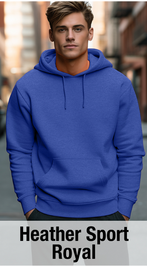 Heather Sport Royal Hoodie with Kangaroo Pocket-MOQ 50 pcs