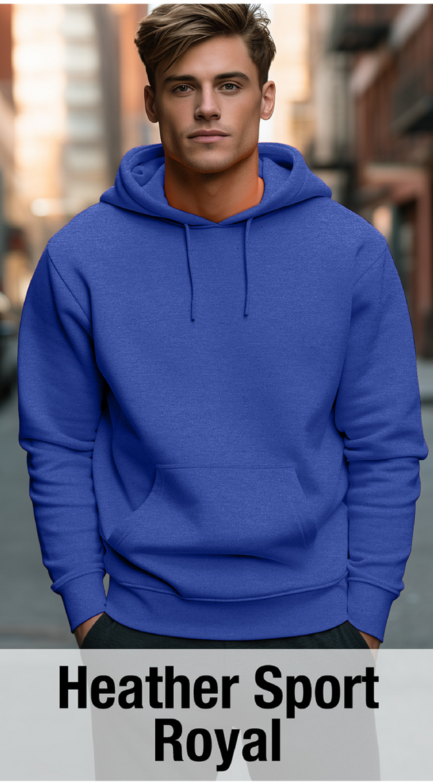 Heather Sport Royal Hoodie with Kangaroo Pocket