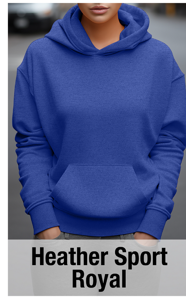 Sweat à capuche Heather Sport Royal avec poche kangourou-MOQ 50 pièces