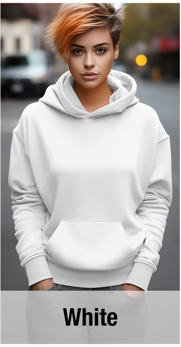 White Hoodie with Kangaroo Pocket