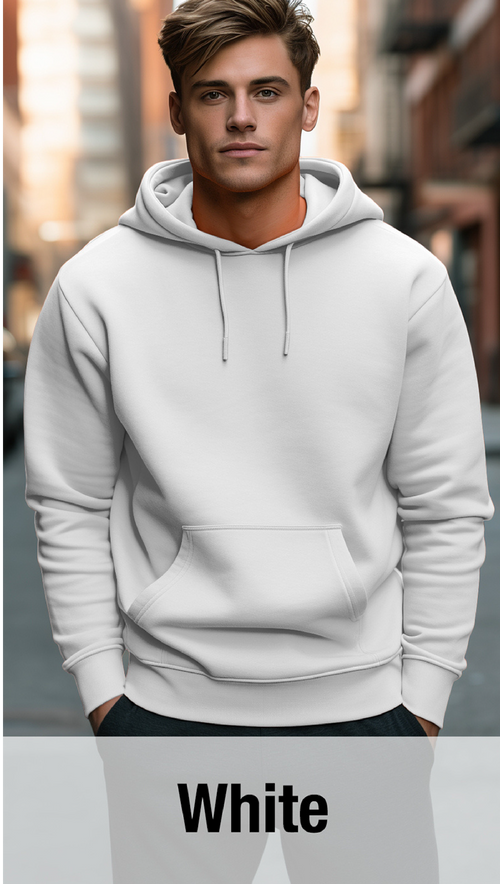 White Hoodie with Kangaroo Pocket